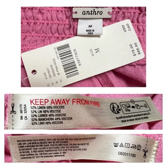 Anthropologie Smocked Linen Pants M - Picture 12 of 12